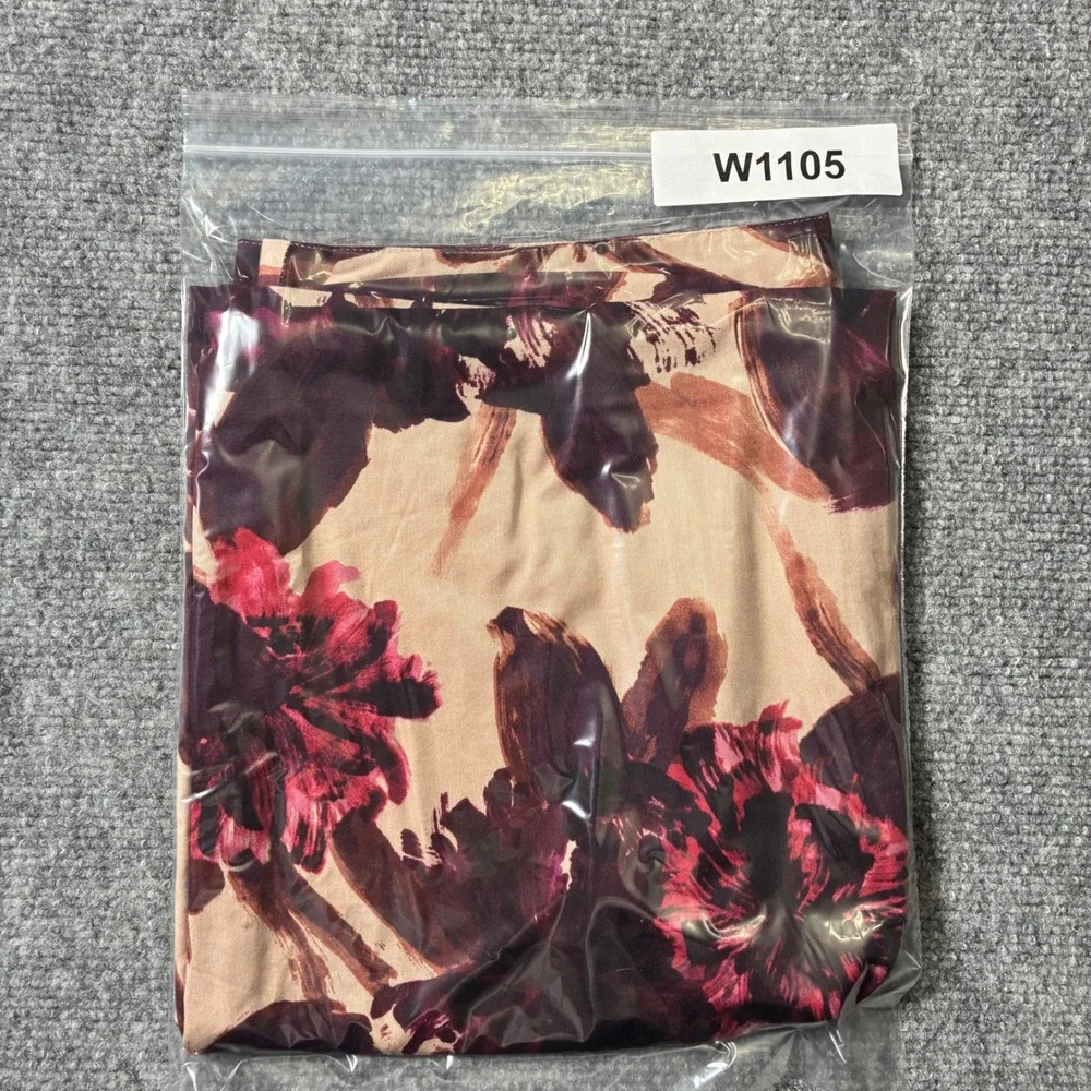 Van Heusen‎ Studio Floral Pencil Skirt Womens 8 Tan Purple Cotton Workwear